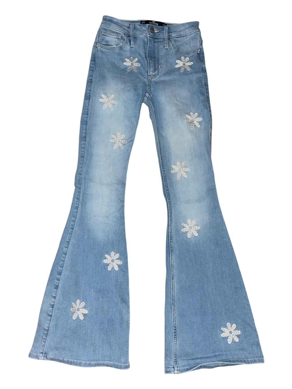 Hollister floral embroidered flared jeans